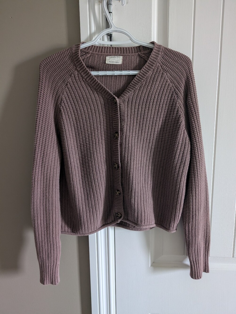 Jackson Rowe Button-Front Sweater Cardigan - Mauve